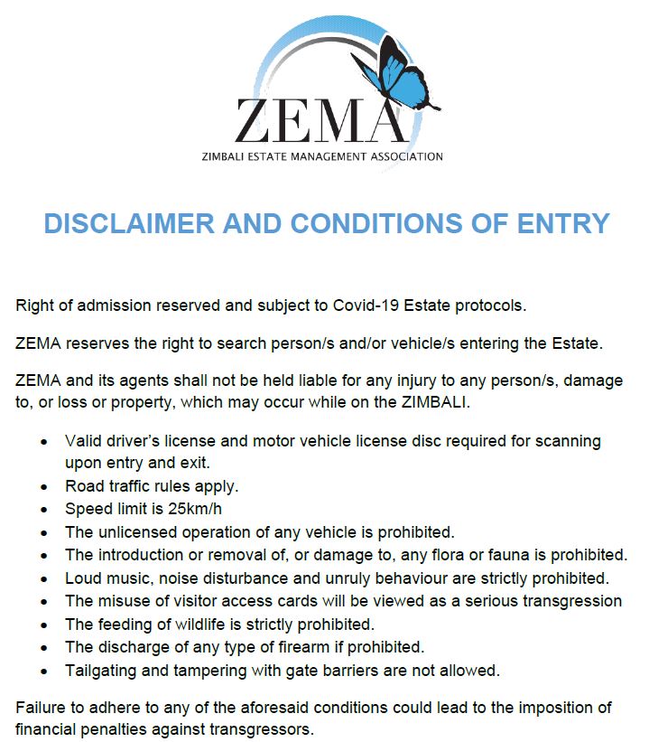 ZEMA Conditions of Entry